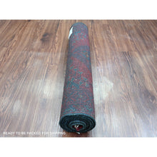 Load image into Gallery viewer, 2&#39;7&quot;x6&#39;3&quot; Crimson Red, 100% Wool, Afghan Andkhoy with Geometric Medallions Pattern, Hand Knotted, Runner, Oriental Rug FWR124260