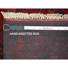 Load image into Gallery viewer, 2&#39;7&quot;x6&#39;3&quot; Crimson Red, 100% Wool, Afghan Andkhoy with Geometric Medallions Pattern, Hand Knotted, Runner, Oriental Rug FWR124260
