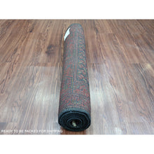 Load image into Gallery viewer, 2&#39;8&quot;x6&#39;6&quot; Currant Red, Hand Knotted, Afghan Andkhoy with Geometric Design, Soft 100% Wool, Runner, Oriental Rug FWR124266