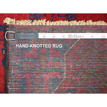 Load image into Gallery viewer, 2&#39;7&quot;x6&#39;3&quot; Deep And Saturated Red, Afghan Andkhoy With All Over Geometric Design, Soft Wool, Hand Knotted, Runner, Oriental Rug FWR124284