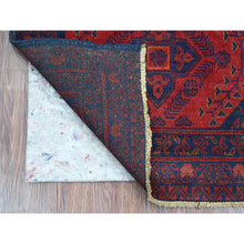 Load image into Gallery viewer, 2&#39;7&quot;x6&#39;5&quot; Scarlet Red, Soft And Shiny Wool, Afghan Andkhoy With Geometric Design, Hand Knotted, Runner, Oriental Rug FWR124290