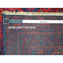 Load image into Gallery viewer, 2&#39;7&quot;x6&#39;5&quot; Scarlet Red, Soft And Shiny Wool, Afghan Andkhoy With Geometric Design, Hand Knotted, Runner, Oriental Rug FWR124290