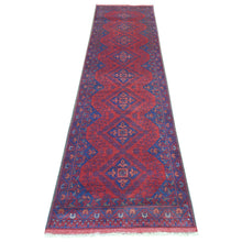 Load image into Gallery viewer, 2&#39;7&quot;x9&#39;8&quot; Scarlet Red, Afghan Andkhoy with Geometric Design, Soft Pile, Pure Wool, Hand Knotted, Runner, Oriental Rug FWR124296