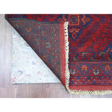 Load image into Gallery viewer, 2&#39;7&quot;x9&#39;8&quot; Scarlet Red, Afghan Andkhoy With Geometric Design, Soft Pile, Pure Wool, Hand Knotted, Runner, Oriental Rug FWR124296