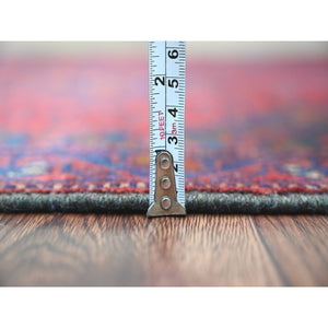 2'7"x9'8" Scarlet Red, Afghan Andkhoy with Geometric Design, Soft Pile, Pure Wool, Hand Knotted, Runner, Oriental Rug FWR124296