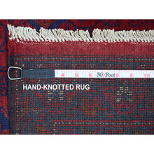 Load image into Gallery viewer, 2&#39;7&quot;x9&#39;8&quot; Scarlet Red, Afghan Andkhoy With Geometric Design, Soft Pile, Pure Wool, Hand Knotted, Runner, Oriental Rug FWR124296