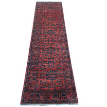 Load image into Gallery viewer, 2&#39;2&quot;x8&#39;2&quot; Crimson Red, Hand Knotted, Afghan Andkhoy with Geometric Design, Veggie Dyes, Soft Wool, Runner, Oriental Rug FWR124314