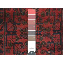 Load image into Gallery viewer, 2&#39;2&quot;x8&#39;2&quot; Crimson Red, Hand Knotted, Afghan Andkhoy with Geometric Design, Veggie Dyes, Soft Wool, Runner, Oriental Rug FWR124314