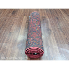 Load image into Gallery viewer, 2&#39;2&quot;x8&#39;2&quot; Crimson Red, Hand Knotted, Afghan Andkhoy with Geometric Design, Veggie Dyes, Soft Wool, Runner, Oriental Rug FWR124314