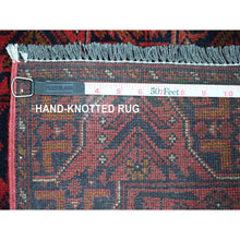 Load image into Gallery viewer, 2&#39;2&quot;x8&#39;2&quot; Crimson Red, Hand Knotted, Afghan Andkhoy with Geometric Design, Veggie Dyes, Soft Wool, Runner, Oriental Rug FWR124314