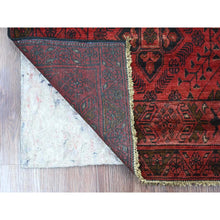 Load image into Gallery viewer, 2&#39;8&quot;x6&#39;2&quot; Auburn Red, Hand Knotted, Afghan Andkhoy With Geometric Design, Soft Wool, Natural Dyes, Runner, Oriental Rug FWR124338