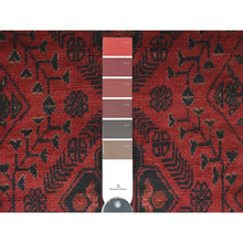 Load image into Gallery viewer, 2&#39;8&quot;x6&#39;2&quot; Auburn Red, Hand Knotted, Afghan Andkhoy With Geometric Design, Soft Wool, Natural Dyes, Runner, Oriental Rug FWR124338