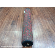 Load image into Gallery viewer, 2&#39;8&quot;x6&#39;2&quot; Auburn Red, Hand Knotted, Afghan Andkhoy With Geometric Design, Soft Wool, Natural Dyes, Runner, Oriental Rug FWR124338