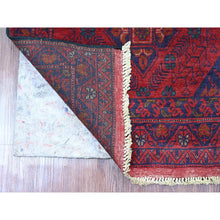 Load image into Gallery viewer, 2&#39;5&quot;x9&#39;3&quot; Scarlet Red, Afghan Andkhoy With All Over Geometric Pattern, Soft Wool, Hand Knotted, Runner, Oriental Rug FWR124344