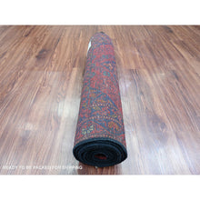 Load image into Gallery viewer, 2&#39;5&quot;x9&#39;3&quot; Scarlet Red, Afghan Andkhoy With All Over Geometric Pattern, Soft Wool, Hand Knotted, Runner, Oriental Rug FWR124344