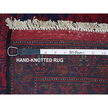 Load image into Gallery viewer, 2&#39;5&quot;x9&#39;3&quot; Scarlet Red, Afghan Andkhoy With All Over Geometric Pattern, Soft Wool, Hand Knotted, Runner, Oriental Rug FWR124344