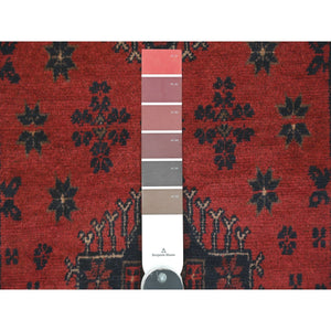 2'4"x7'9" Angels Red, Afghan Andkhoy With Large Medallion Design, Soft Pile, 100% Wool, Hand Knotted, Runner, Oriental Rug FWR124350