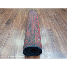 Load image into Gallery viewer, 2&#39;4&quot;x7&#39;9&quot; Angels Red, Afghan Andkhoy With Large Medallion Design, Soft Pile, 100% Wool, Hand Knotted, Runner, Oriental Rug FWR124350