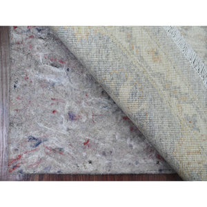 7'9"x7'9" Cloud Gray, Washed Out Peshawar with Ziegler Mahal Design, Hand Knotted, High Mountain Wool, Densely Woven, Round, Oriental Rug FWR124386