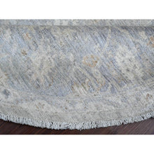 Load image into Gallery viewer, 7&#39;9&quot;x7&#39;9&quot; Cloud Gray, Washed Out Peshawar with Ziegler Mahal Design, Hand Knotted, High Mountain Wool, Densely Woven, Round, Oriental Rug FWR124386