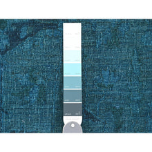 Load image into Gallery viewer, 5&#39;3&quot;x7&#39;7&quot; Carolina Blue, Overdyed Peshawar with Heriz Design, Distressed, Zero Pile, Hand Knotted, 100% Wool, Oriental Rug FWR124404