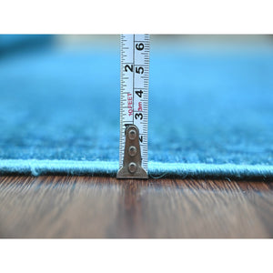 5'3"x7'7" Carolina Blue, Overdyed Peshawar with Heriz Design, Distressed, Zero Pile, Hand Knotted, 100% Wool, Oriental Rug FWR124404