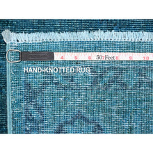 Load image into Gallery viewer, 5&#39;3&quot;x7&#39;7&quot; Carolina Blue, Overdyed Peshawar With Heriz Design, Distressed, Zero Pile, Hand Knotted, 100% Wool, Oriental Rug FWR124404