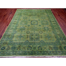 Load image into Gallery viewer, 8&#39;x9&#39;7&quot; Olive Green, Overdyed Kazak with Geometric Elements Pattern, Pure Wool, Hand Knotted, Oriental Rug FWR124410