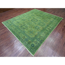 Load image into Gallery viewer, 8&#39;x9&#39;7&quot; Olive Green, Overdyed Kazak with Geometric Elements Pattern, Pure Wool, Hand Knotted, Oriental Rug FWR124410
