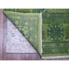 Load image into Gallery viewer, 8&#39;x9&#39;7&quot; Olive Green, Overdyed Kazak with Geometric Elements Pattern, Pure Wool, Hand Knotted, Oriental Rug FWR124410