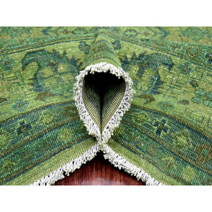 8'x9'7" Olive Green, Overdyed Kazak with Geometric Elements Pattern, Pure Wool, Hand Knotted, Oriental Rug FWR124410