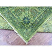 Load image into Gallery viewer, 8&#39;x9&#39;7&quot; Olive Green, Overdyed Kazak With Geometric Elements Pattern, Pure Wool, Hand Knotted, Oriental Rug FWR124410