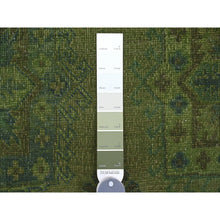 Load image into Gallery viewer, 8&#39;x9&#39;7&quot; Olive Green, Overdyed Kazak with Geometric Elements Pattern, Pure Wool, Hand Knotted, Oriental Rug FWR124410