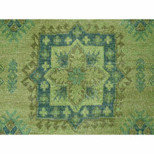Load image into Gallery viewer, 8&#39;x9&#39;7&quot; Olive Green, Overdyed Kazak With Geometric Elements Pattern, Pure Wool, Hand Knotted, Oriental Rug FWR124410