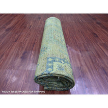 Load image into Gallery viewer, 8&#39;x9&#39;7&quot; Olive Green, Overdyed Kazak with Geometric Elements Pattern, Pure Wool, Hand Knotted, Oriental Rug FWR124410
