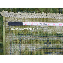 Load image into Gallery viewer, 8&#39;x9&#39;7&quot; Olive Green, Overdyed Kazak With Geometric Elements Pattern, Pure Wool, Hand Knotted, Oriental Rug FWR124410