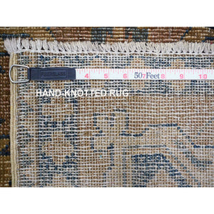 8'x9'1" Tawny Brown, Overdyed Kazak with All Over Geometric Pattern, Hand Knotted, 100% Wool, Squarish, Oriental Rug FWR124416