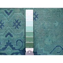 Load image into Gallery viewer, 4&#39;8&quot;x6&#39;6&quot; Cerulean Blue, Overdyed Kazak with Tribal Medallions Design, 100% Wool, Hand Knotted, Oriental Rug FWR124422