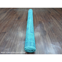 Load image into Gallery viewer, 4&#39;8&quot;x6&#39;6&quot; Cerulean Blue, Overdyed Kazak with Tribal Medallions Design, 100% Wool, Hand Knotted, Oriental Rug FWR124422