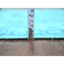 Load image into Gallery viewer, 4&#39;8&quot;x6&#39;6&quot; Cerulean Blue, Overdyed Kazak with Tribal Medallions Design, 100% Wool, Hand Knotted, Oriental Rug FWR124422