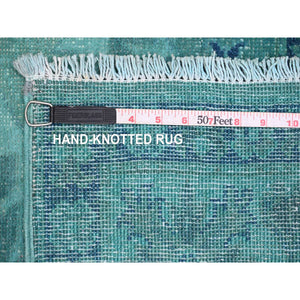 4'8"x6'6" Cerulean Blue, Overdyed Kazak With Tribal Medallions Design, 100% Wool, Hand Knotted, Oriental Rug FWR124422