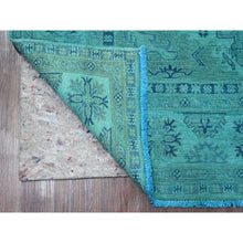 Load image into Gallery viewer, 4&#39;10&#39;x6&#39;3&quot; Sapphire Blue, Overdyed Kazak With Geometric Medallions Design, Hand Knotted, 100% Wool, Oriental Rug FWR124428