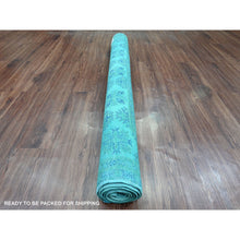 Load image into Gallery viewer, 4&#39;10&#39;x6&#39;3&quot; Sapphire Blue, Overdyed Kazak With Geometric Medallions Design, Hand Knotted, 100% Wool, Oriental Rug FWR124428
