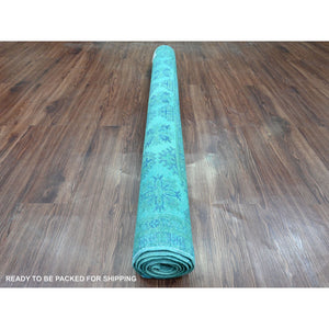 4'10'x6'3" Sapphire Blue, Overdyed Kazak With Geometric Medallions Design, Hand Knotted, 100% Wool, Oriental Rug FWR124428