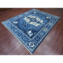 Load image into Gallery viewer, 8&#39;2&quot;x9&#39;9&quot; Denim Blue, Serapi Heriz Design, Peshawar, High Mountain Wool, Hand Knotted, Densely Woven, Oriental Rug FWR124434