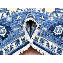 Load image into Gallery viewer, 8&#39;2&quot;x9&#39;9&quot; Denim Blue, Serapi Heriz Design, Peshawar, High Mountain Wool, Hand Knotted, Densely Woven, Oriental Rug FWR124434
