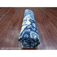 Load image into Gallery viewer, 8&#39;2&quot;x9&#39;9&quot; Denim Blue, Serapi Heriz Design, Peshawar, High Mountain Wool, Hand Knotted, Densely Woven, Oriental Rug FWR124434