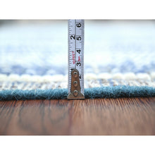 Load image into Gallery viewer, 6&#39;x10&#39;4&quot; Aegean Blue, Moroccan Weave with Line Design, Soft Wool, Hand Knotted, Tone on Tone, Textured Pile, Oriental Rug FWR124446