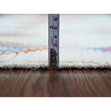 Load image into Gallery viewer, 6&#39;x9&#39;3&quot; Pearl White, Moroccan Weave With Colorful Geometric Pattern, Hand Knotted, Soft Wool, Tone On Tone, Textured Pile, Oriental Rug FWR124452