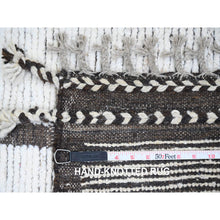 Load image into Gallery viewer, 6&#39;6&quot;x9&#39; Daisy White, Moroccan Weave With Maze Design, Geometric Pattern, Soft Wool, Hand Knotted, Tone On Tone, Textured Pile, Oriental Rug FWR124458